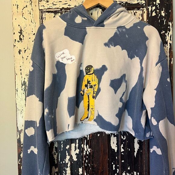 Astroworld Wish U Were Here distressed women’s cutoff tour hoodie. Size Small. - Picture 1 of 7